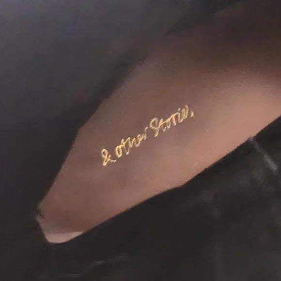 & Other Stories Black Leather Sock Heeled Ankle Boots - Picture 8 of 11